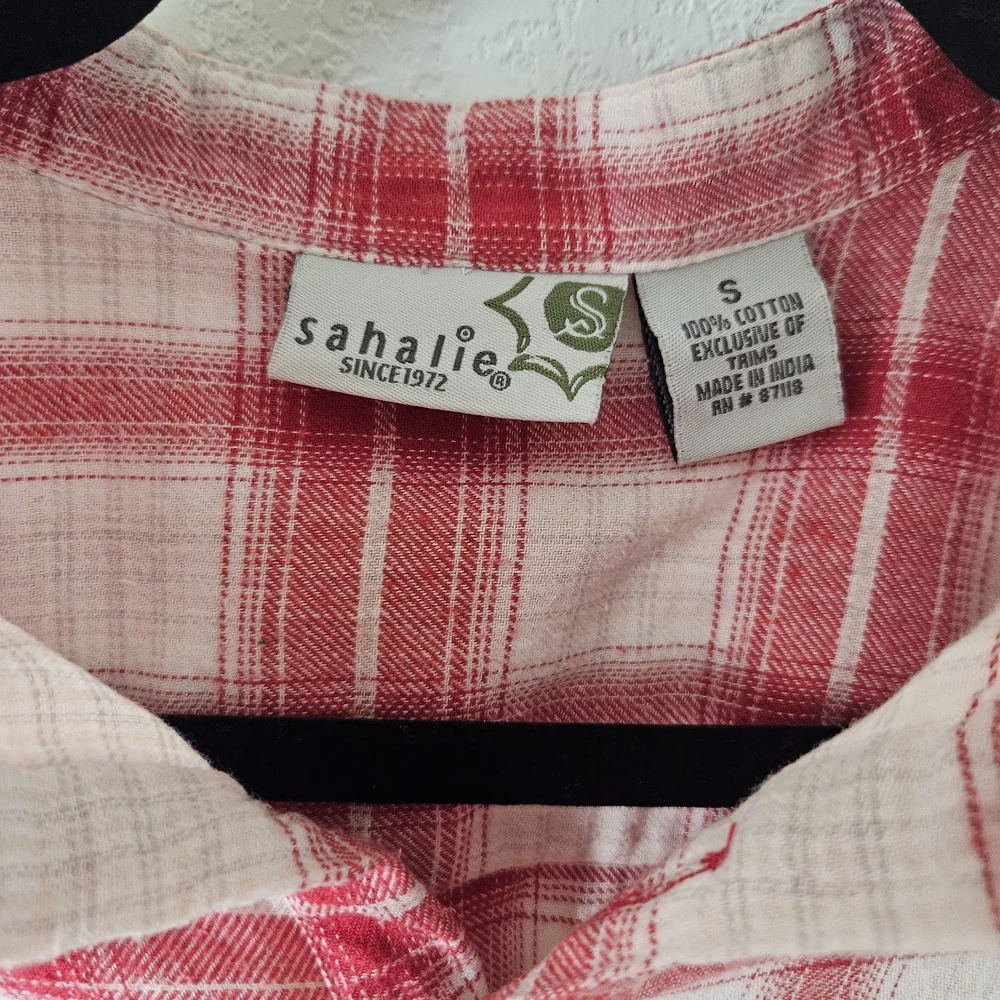 sahalie Red and White Plaid Women's Shirt - Picture 5 of 5